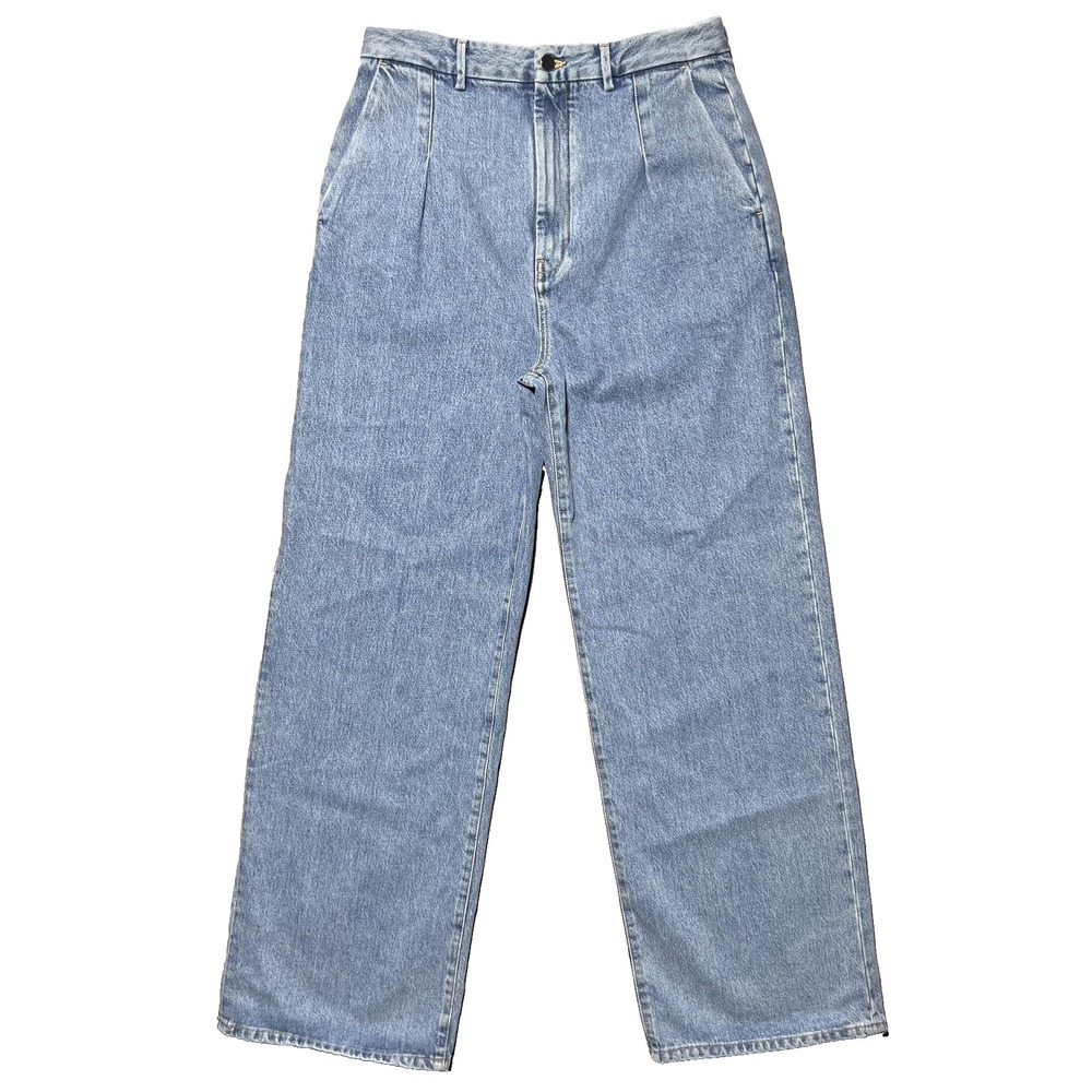 Loulou Studio Attu‎ Pleated Wide Leg Jeans Denim Womens 31 High Rise Made Italy